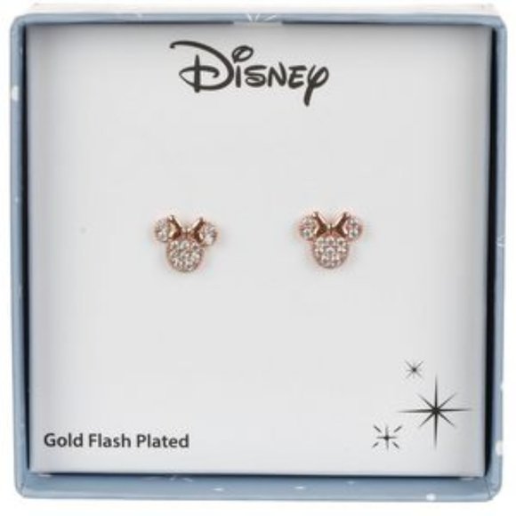 Disney Minnie Mouse Women's 14K Gold Plated Sterling Silver Post Earrings NEW! - Picture 1 of 13